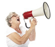 senior woman shouting senior woman shouting