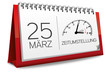 Kalender rot 25 März Zeitumstellung Uhr 2