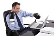 Business, Mann, am Arbeitsplatz 19, boxen