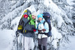 Hiker shows the way on the map
