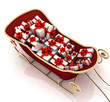 Christmas Santa sledge with gifts on a white background