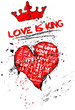 love concept, heart, grungy style, vector
