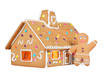 Gingerbread House with Gingerbread Man, Isolated