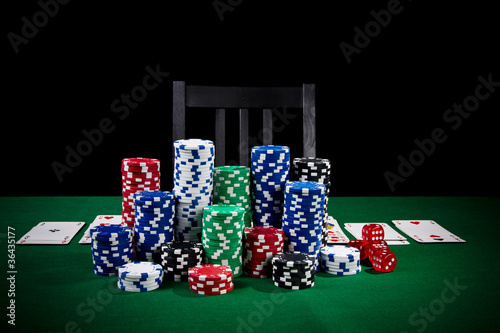 Photo: Poker table ready for player Poker table ready for player