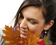Beautiful woman with a leaf