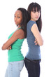 African and Japanese girls serious mean scowls