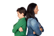 Angry mother and son