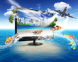 Large flat screen with nature images