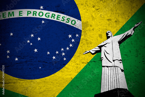 Illustration: Bandera grunge brasileña Bandera grunge brasileña