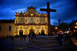 Cathedral in San Cristobal, Mexico at night