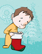 Kid With Christmas Stocking