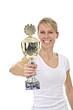 Foto: Sportlerin mit Pokal Sportlerin mit Pokal