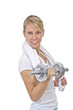 Foto: Junge Frau beim Hanteltraining Junge Frau beim Hanteltraining