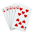 Quinte flush royale en cœur sur fond blanc