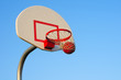 Basketball shot swishes through the net