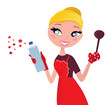 Cute Christmas cooking & cleaning Housewife, retro.