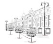 Series of streets in the city in sketches Series of streets in the city in sketches