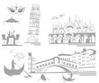 Set of attractions of Italy Set of attractions of Italy