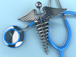 Stethoscope with caduceus symbol. 3d