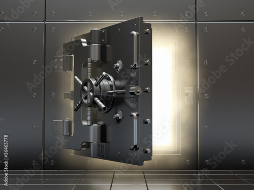 Illustration: Opening vault and volume light. 3d. Opening vault and volume light. 3d.