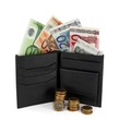 Portemonnaie mit Euroscheinen und Münzen