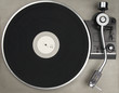 Closeup of vintage turntable, view from above