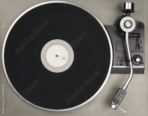 Photo: Closeup of vintage turntable, view from above Closeup of vintage turntable, view from above