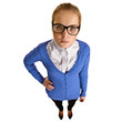 Funny girl with big glasses on white Funny girl with big glasses on white