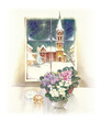Illustration: Watercolor Landscape Collection: Wintertime Watercolor Landscape Collection: Wintertime