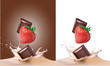 strawberries, milk and chocolate. strawberries, milk and chocolate.