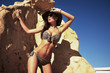 Beauty brunette on tropical island