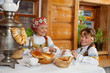 Party in a village in the old style