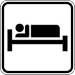Schlafplatz Bett Unterkunft Gasthaus Schild Zeichen Symbol