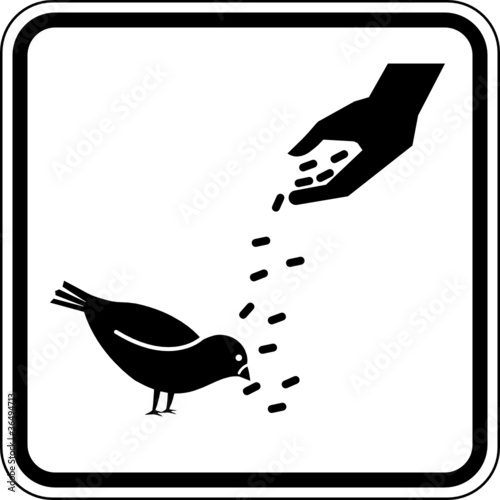 Vektor: Tauben Vögel füttern Hand Vogel Schild Zeichen Symbol Tauben Vögel füttern Hand Vogel Schild Zeichen Symbol