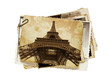 vintage sepia toned postcard of Eiffel tower in Paris