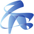 Blue cartoon blank wind ribbon