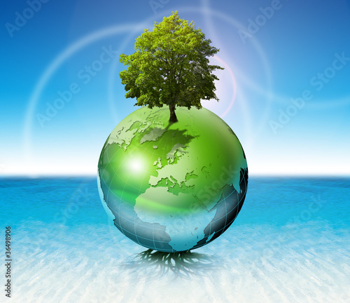 Illustration: World tree - ecology concept World tree - ecology concept