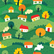 seamless pattern with village