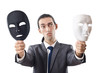 Industrial espionage concept with masked businessman