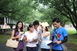 Group of Indian college students discussing a topic.
