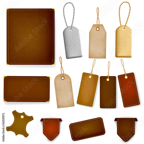 Vector: Mega set of leather labels and tags. Vector Mega set of leather labels and tags. Vector