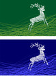 Vektor: weißer Hirsch vor grünem und blauem Hintergrund weißer Hirsch vor grünem und blauem Hintergrund