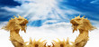 Chinese dragons statue with blue sky Chinese dragons statue with blue sky