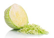 sliced ​​green cabbage isolated on white