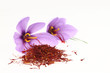Dried saffron spice and Saffron flowers