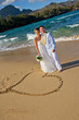 Just Married. Beautiful young couple on the beach.