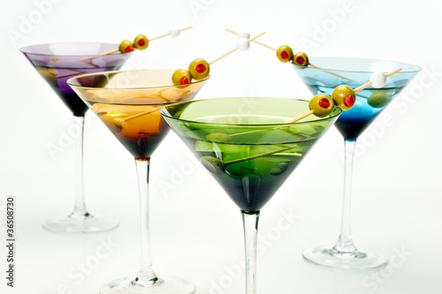 Photo: Martinis in colorful glasses Martinis in colorful glasses