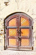 Closed old wooden gate in caponier