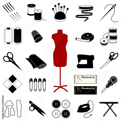 Vector: Sewing and Tailoring Icons Sewing and Tailoring Icons