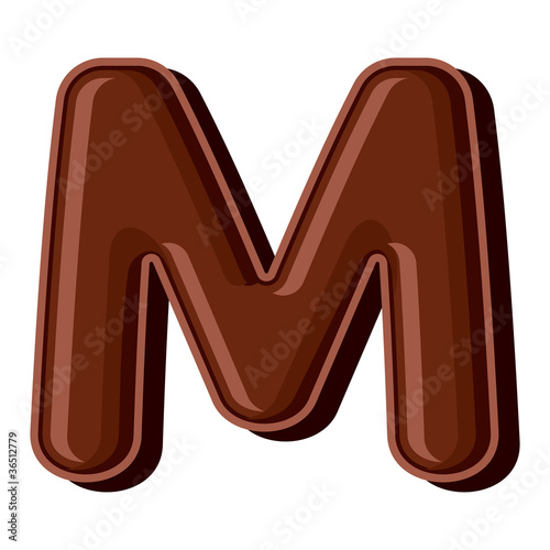 Chocolate letter M isolated on white background by branchecarica ...
